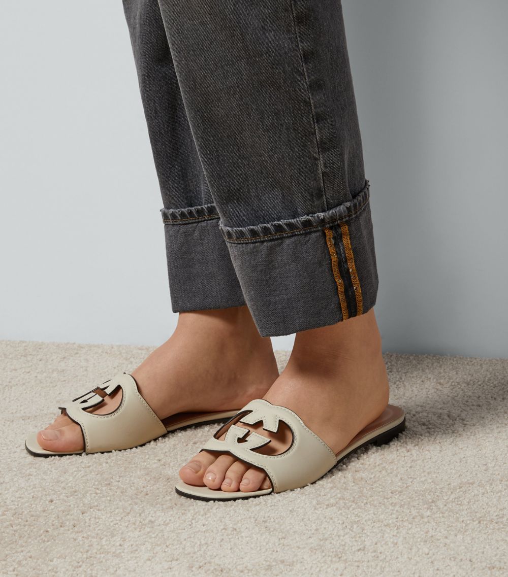 Gucci Gucci Gucci Cut Leather Interlocking G Sandals