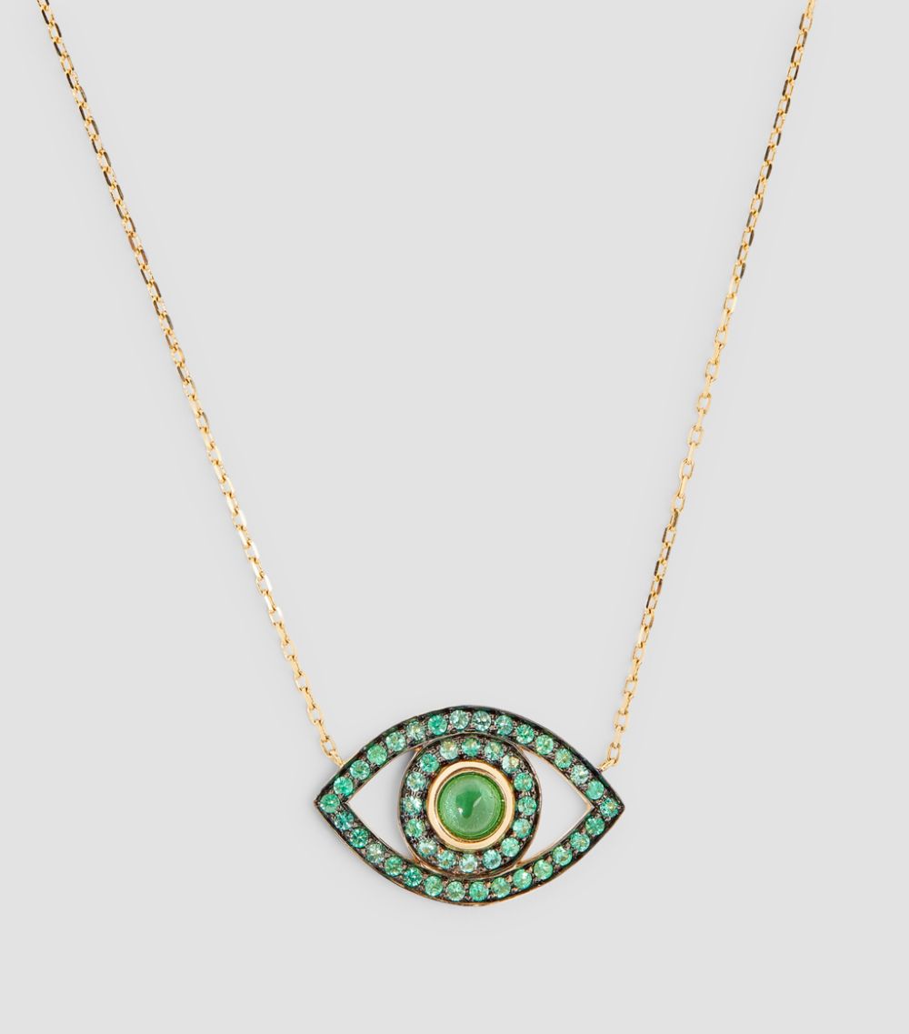Netali Nissim Netali Nissim Yellow Gold and Emerald Protected Eye Necklace