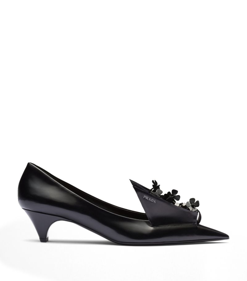 Prada Prada Leather Floral-Appliqué Pumps 45