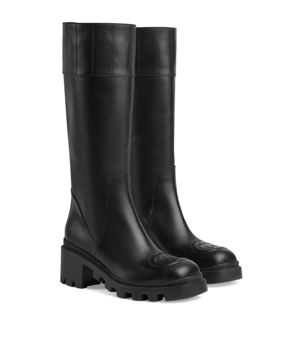 Gucci Gucci Interlocking G Leather Knee-High Boots 65