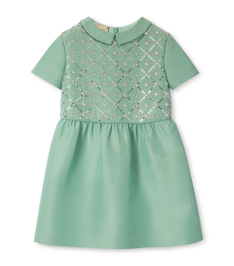 Gucci Gucci Kids Cotton-Silk Embroidered Dress (4-12 Years)