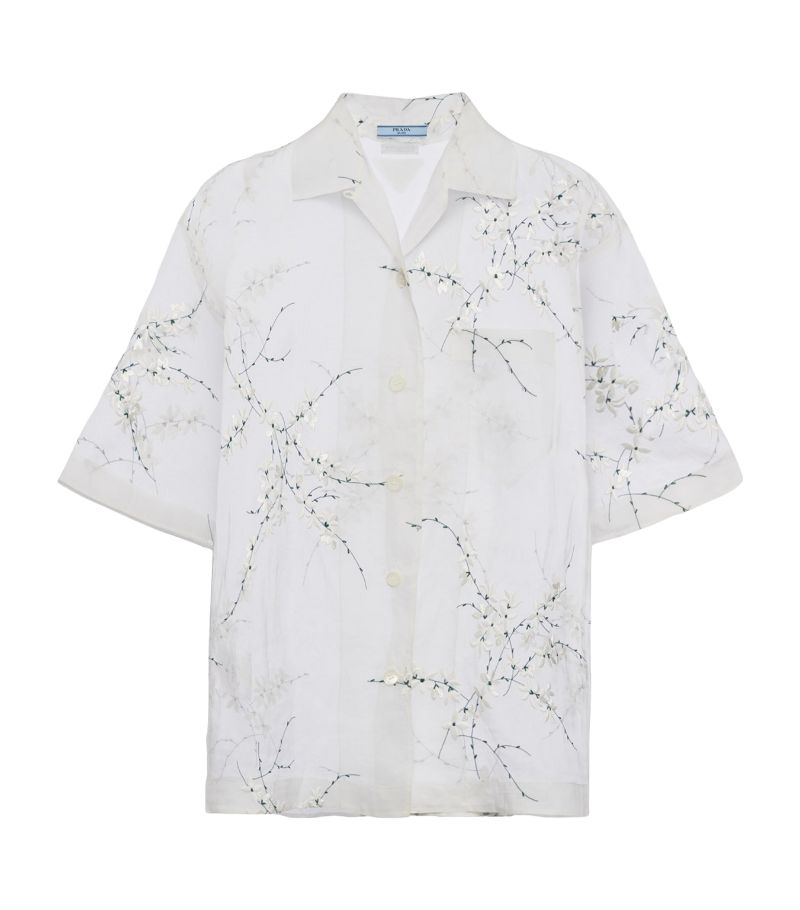 Prada Prada Silk-Blend Embroidered Shirt