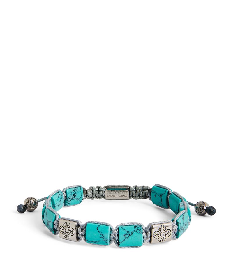 Nialaya Jewelry Nialaya Jewelry Silver and Turquoise Dorje Bead Bracelet