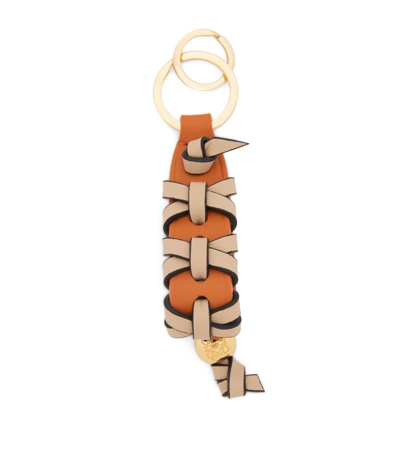 Loewe Loewe Leather Braided Cross Keychain