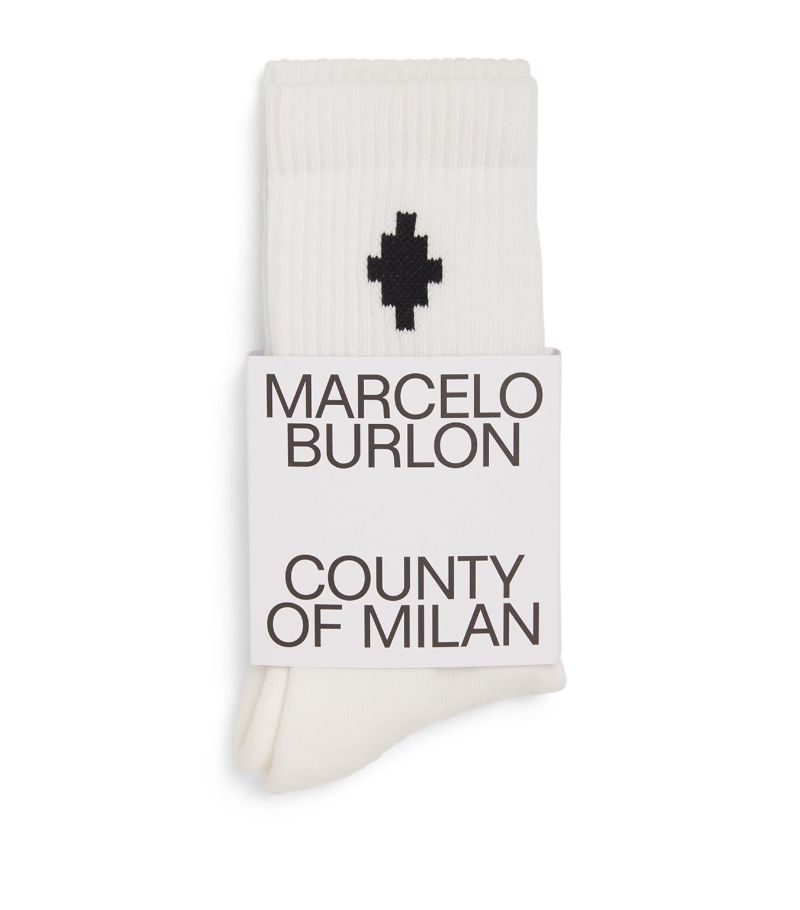  Marcelo Burlon County Of Milan Kids Cotton Sideway-Cross Short Socks