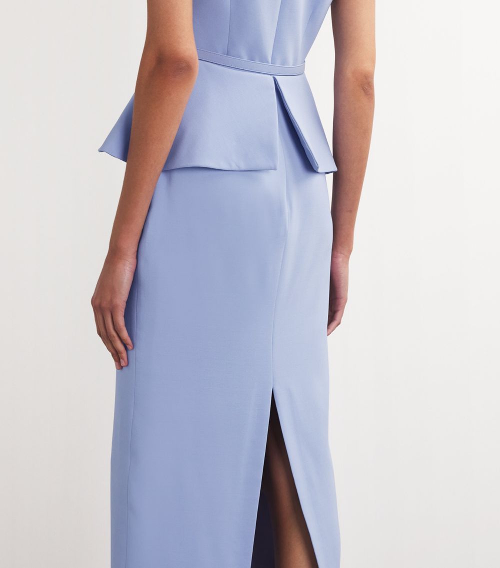 Roland Mouret Roland Mouret Silk-Wool Belted Peplum Midi Dress