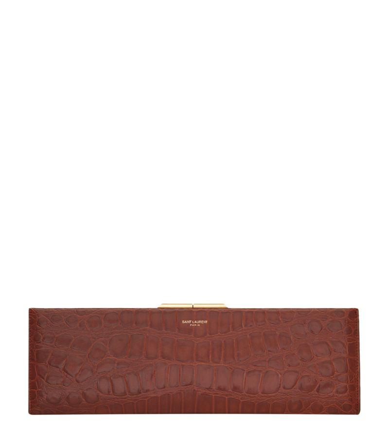 Saint Laurent Saint Laurent Croc-Embossed Clutch Bag