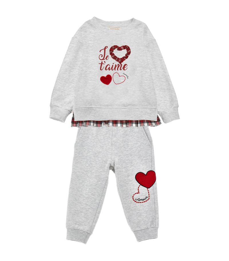 Monnalisa Monnalisa Tartan Heart Sweatshirt And Sweatpants (3-36 Months)