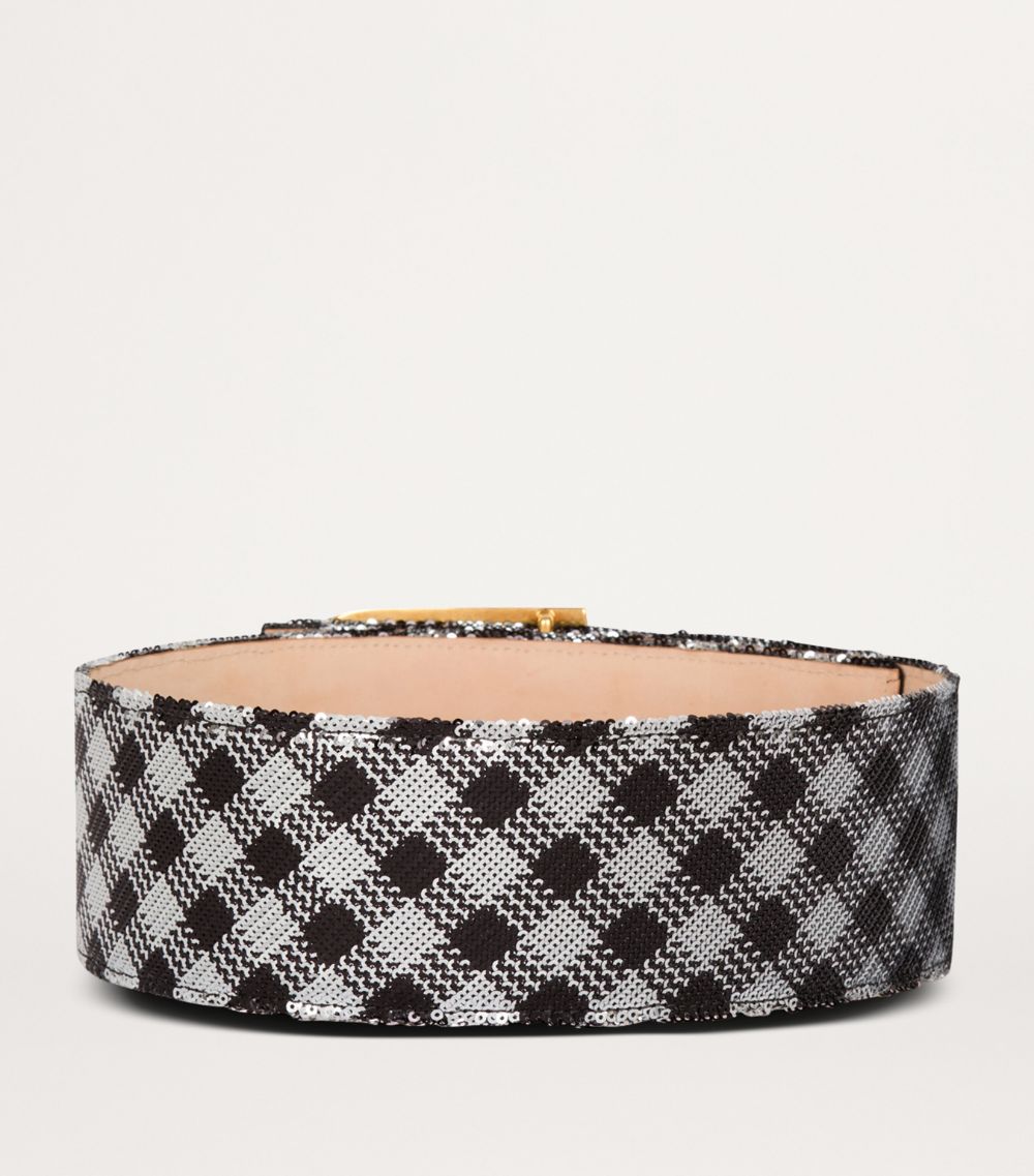 Balmain Balmain Embellished Gingham B-Buckle Belt