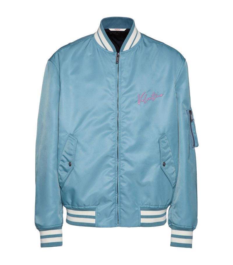 Valentino Valentino Nylon Embroidered Bomber Jacket