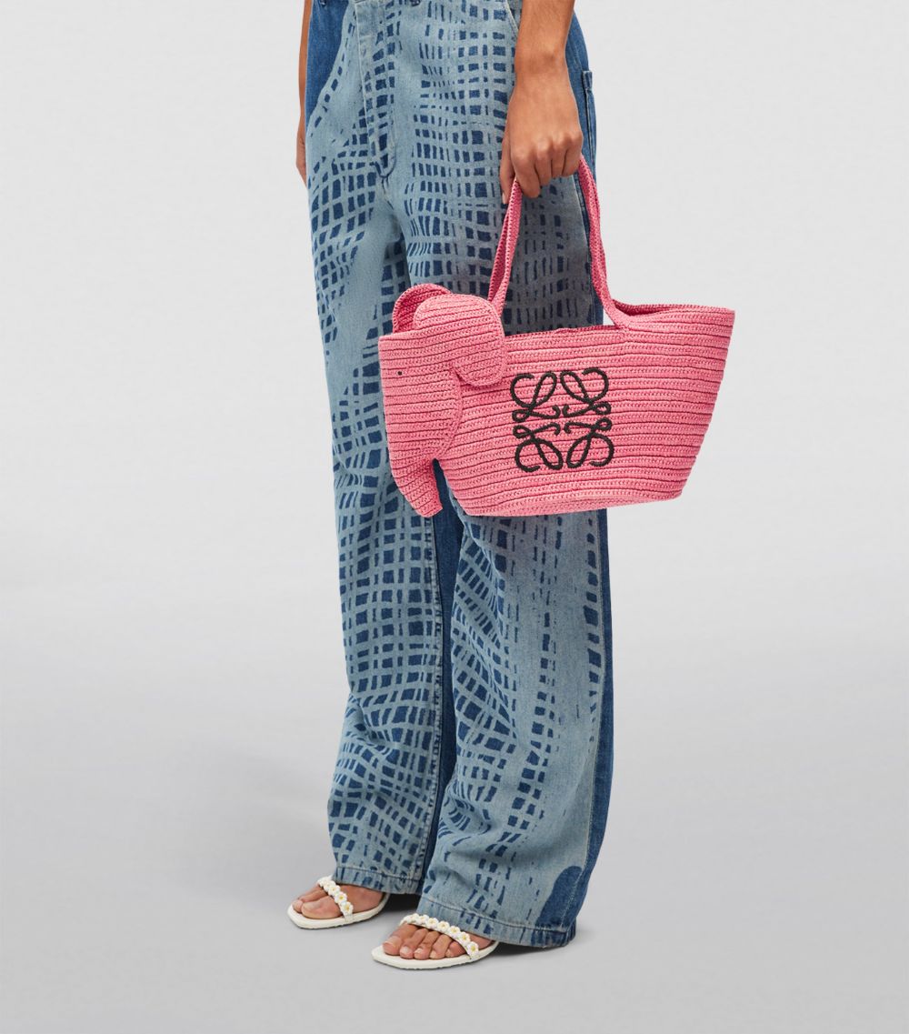 Loewe Loewe X Paula'S Ibiza Raffia Elephant Basket Tote Bag