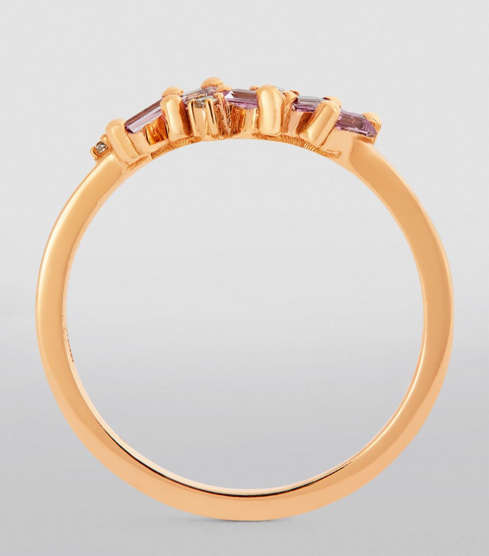 Suzanne Kalan Suzanne Kalan Rose Gold, Diamond And Sapphire Mini Fireworks Ring