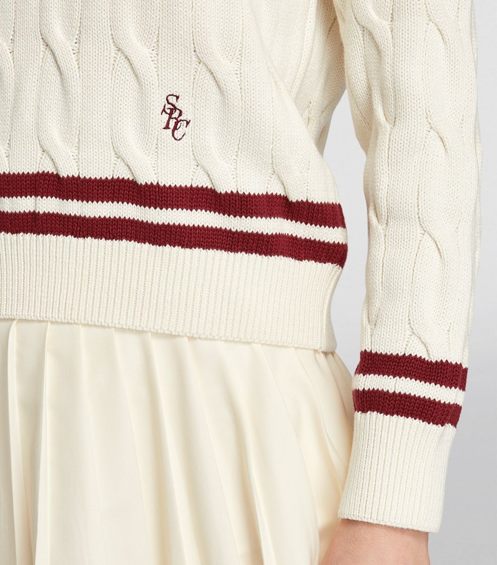 Sporty & Rich Sporty & Rich V-Neck Cable-Knit Sweater