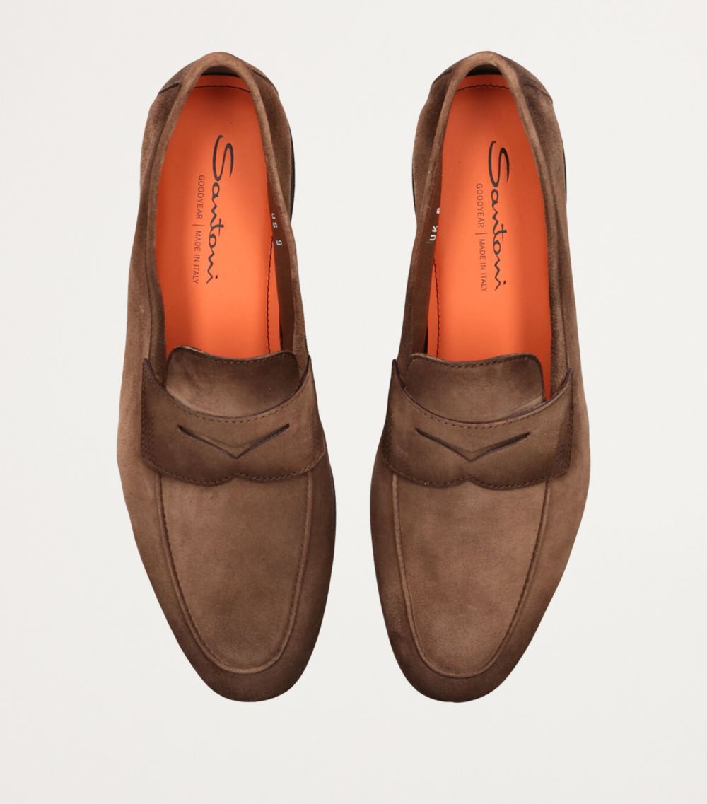 Santoni Santoni Suede Carlos Penny Loafers