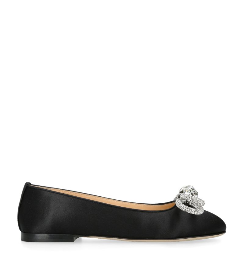 Mach & Mach Mach & Mach Satin Double-Bow Ballet Flats