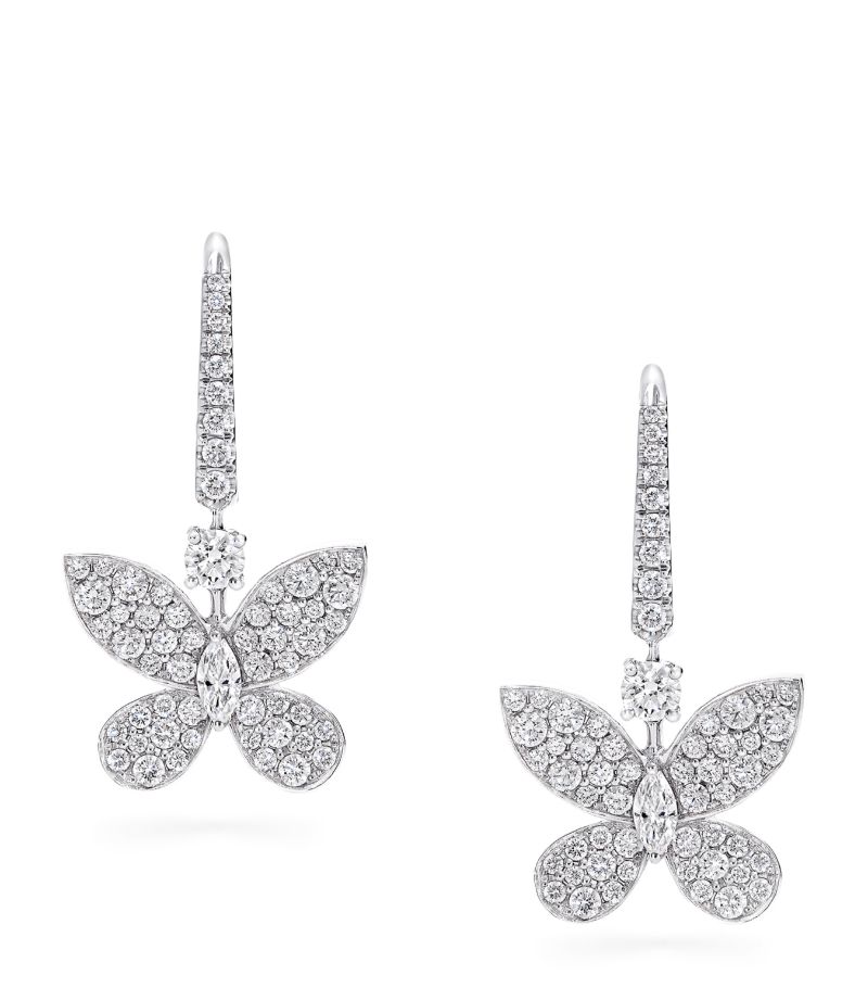 Graff Graff White Gold And Diamond Butterfly Mini Drop Earrings