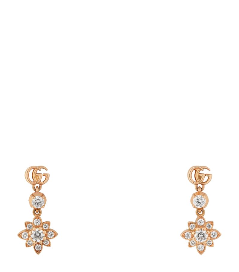 Gucci Gucci Rose Gold And Diamond Flora Earrings