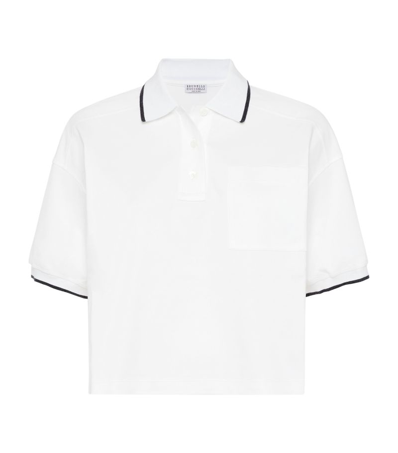 Brunello Cucinelli Brunello Cucinelli Cotton Cropped Polo Shirt