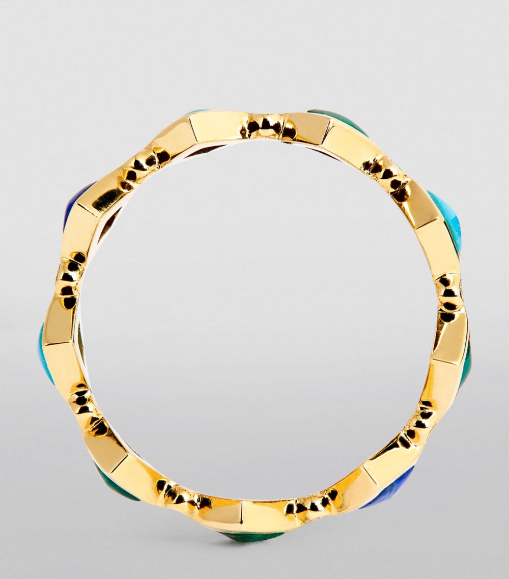 Orly Marcel Orly Marcel Yellow Gold, Diamond And Semi-Precious Stone Inlay Ring