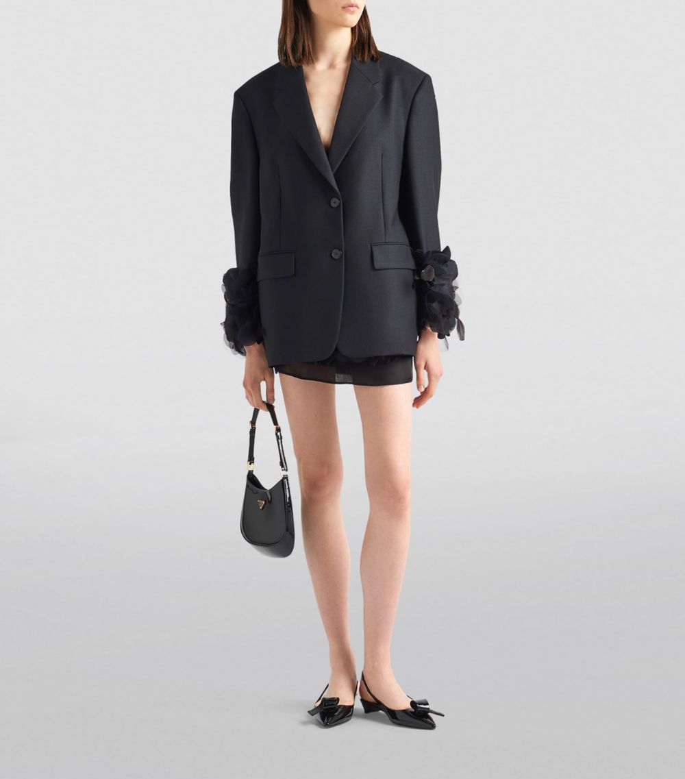 Prada Prada Wool Feather-Trim Blazer