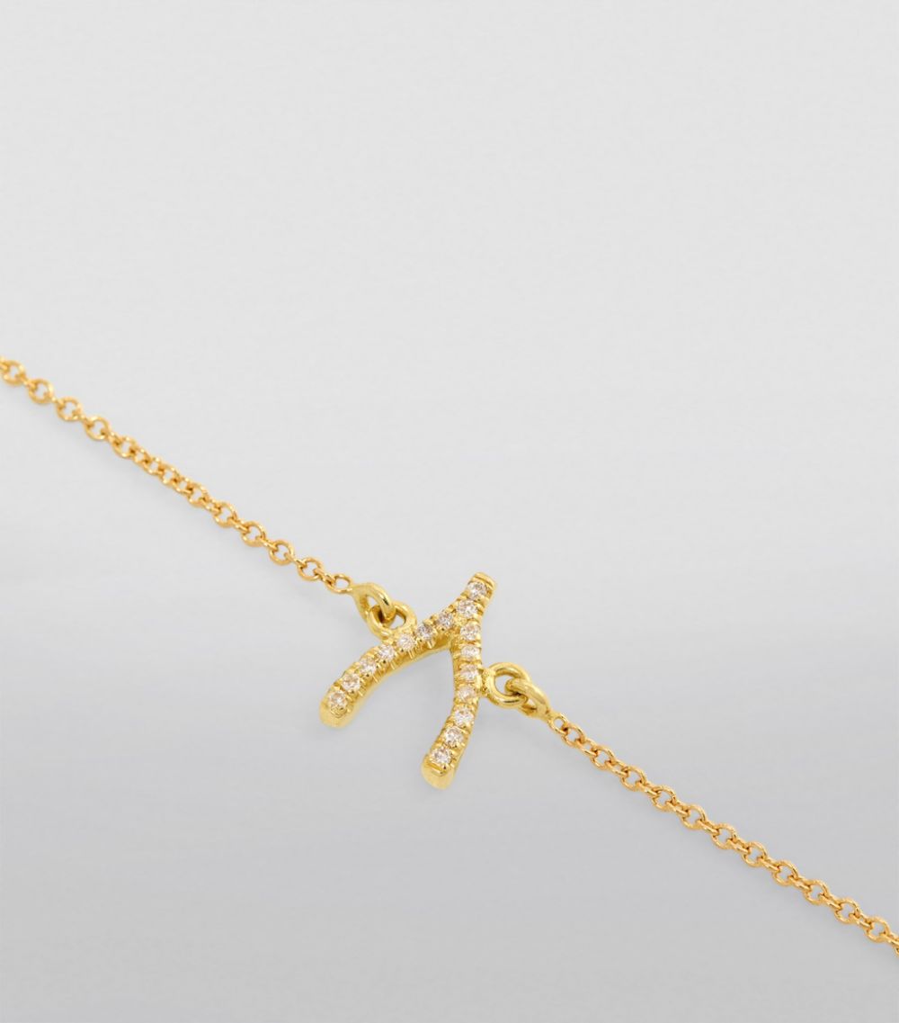 Jennifer Meyer Jennifer Meyer Mini Yellow Gold and Diamond Wishbone Bracelet