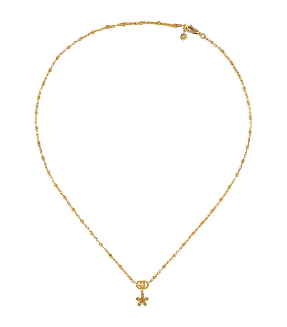 Gucci Gucci Yellow Gold And Diamond Flora Necklace