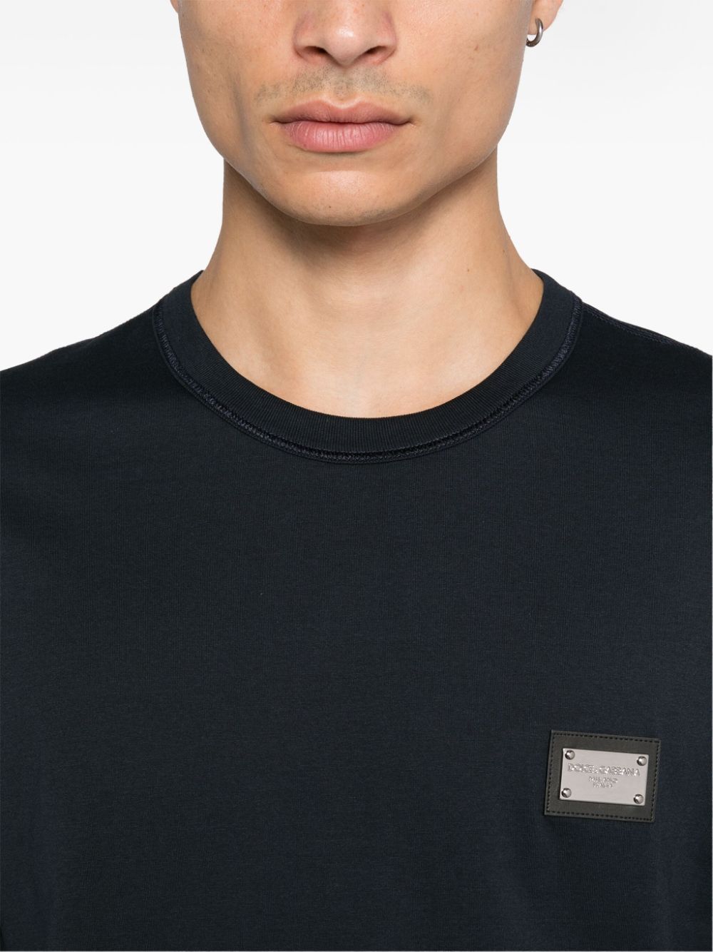 Dolce & Gabbana DOLCE & GABBANA- Long Sleeves T-shirt With Dg Logo Plaque