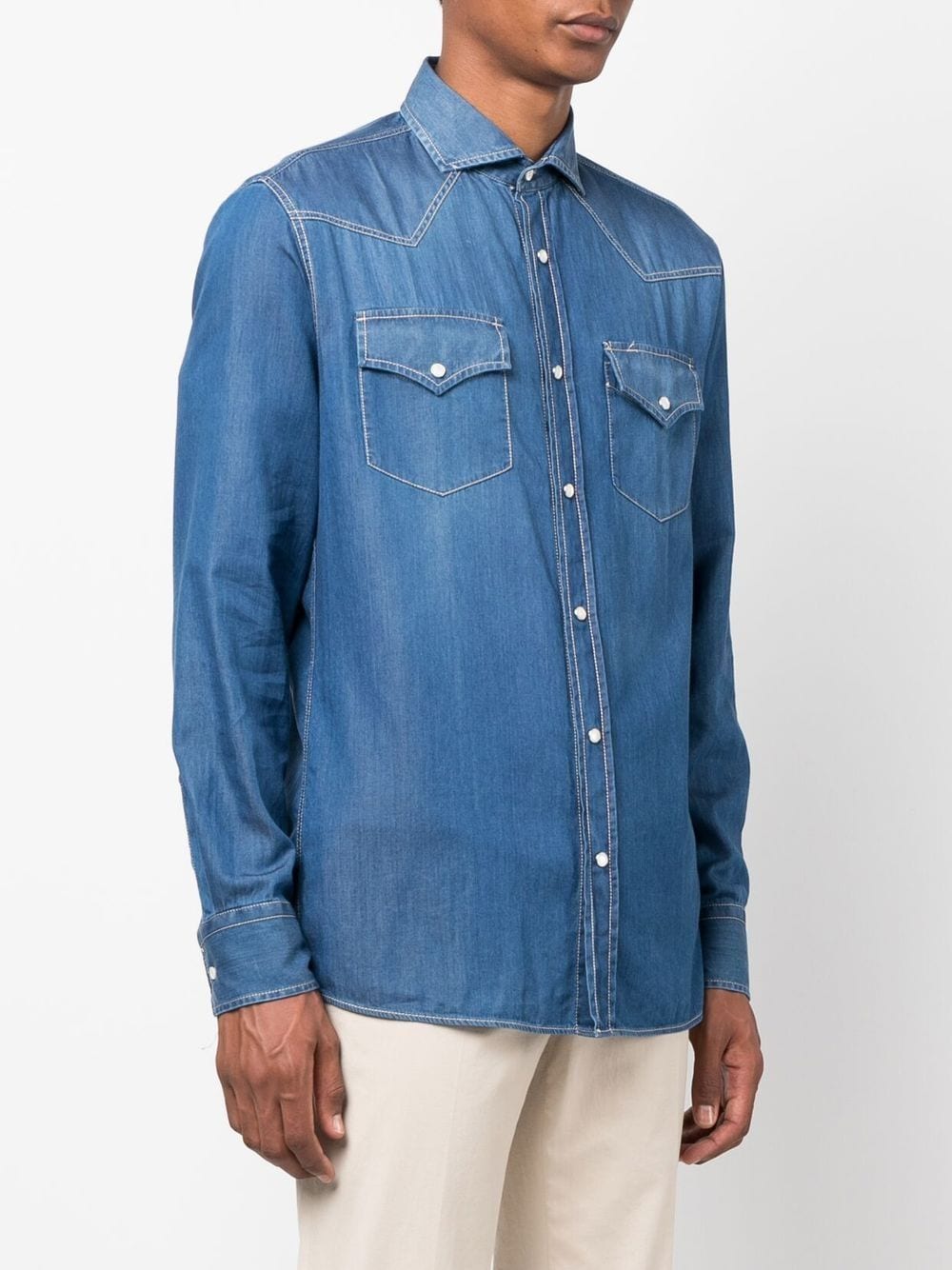 Brunello Cucinelli BRUNELLO CUCINELLI- Denim Shirt