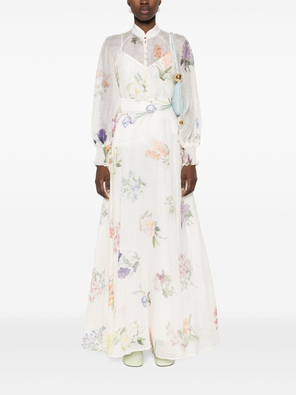 Zimmermann ZIMMERMANN- Floral Print Linen And Silk Blend Maxi Skirt