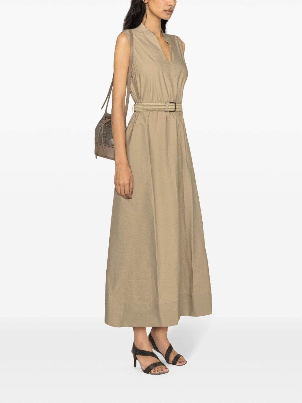 Brunello Cucinelli BRUNELLO CUCINELLI- Cotton Sleeveless Midi Dress