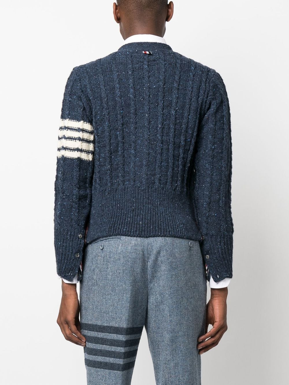 Thom Browne THOM BROWNE- 4-bar Cable Knit Wool Cardigan