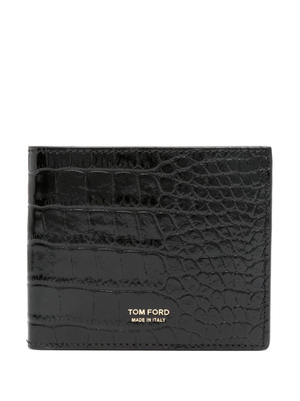 Tom Ford TOM FORD- Shiny Printed Croc T Line Classic Bifold Wallet