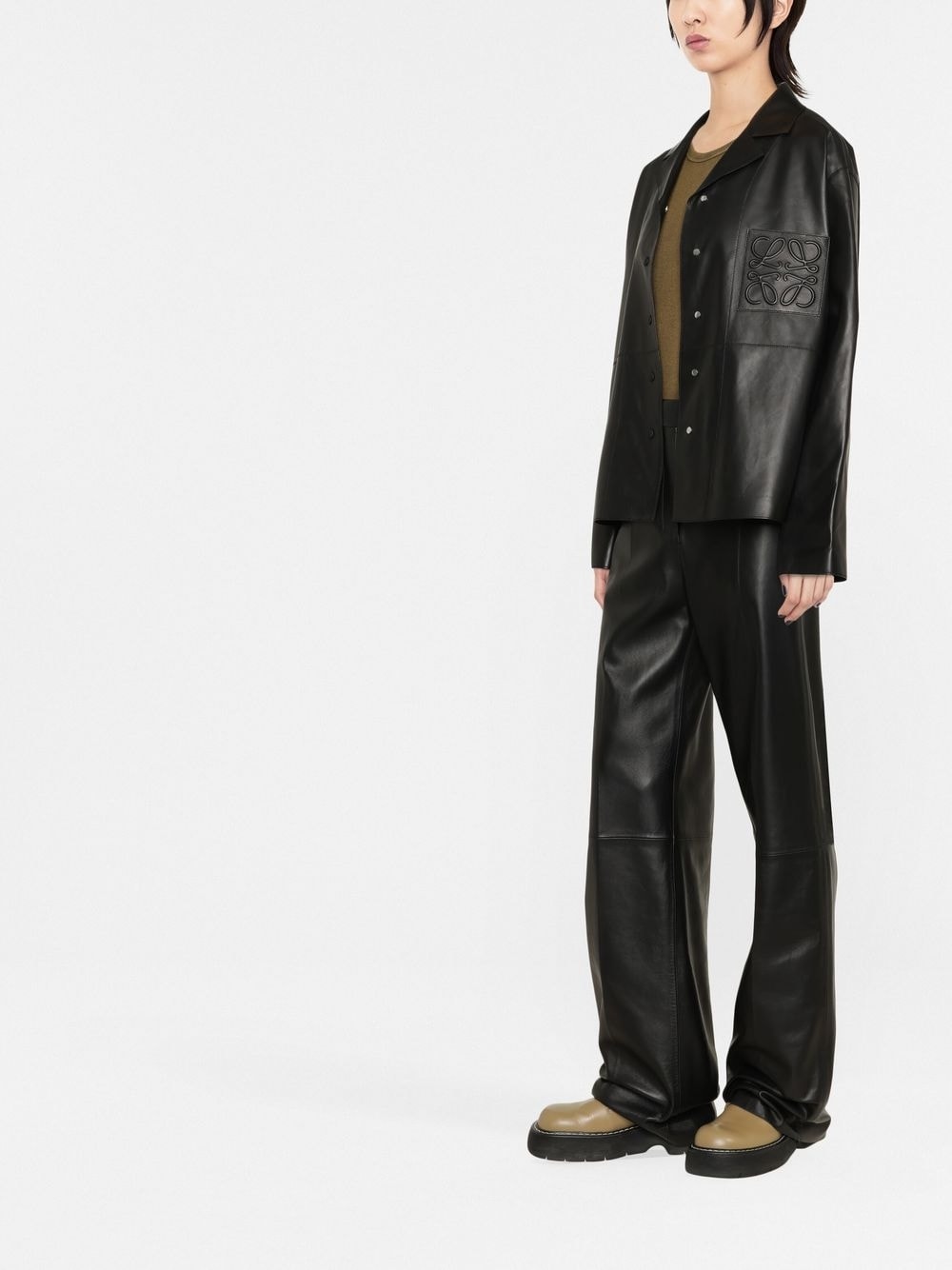 Loewe LOEWE- Anagram Patch Leather Pyjama Blouse