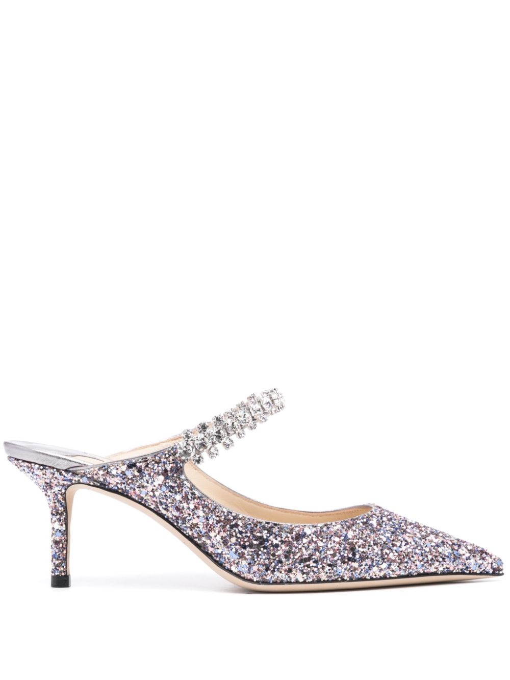 Jimmy Choo JIMMY CHOO- Bing 65 Crystal Strap Glitter Heel Mules