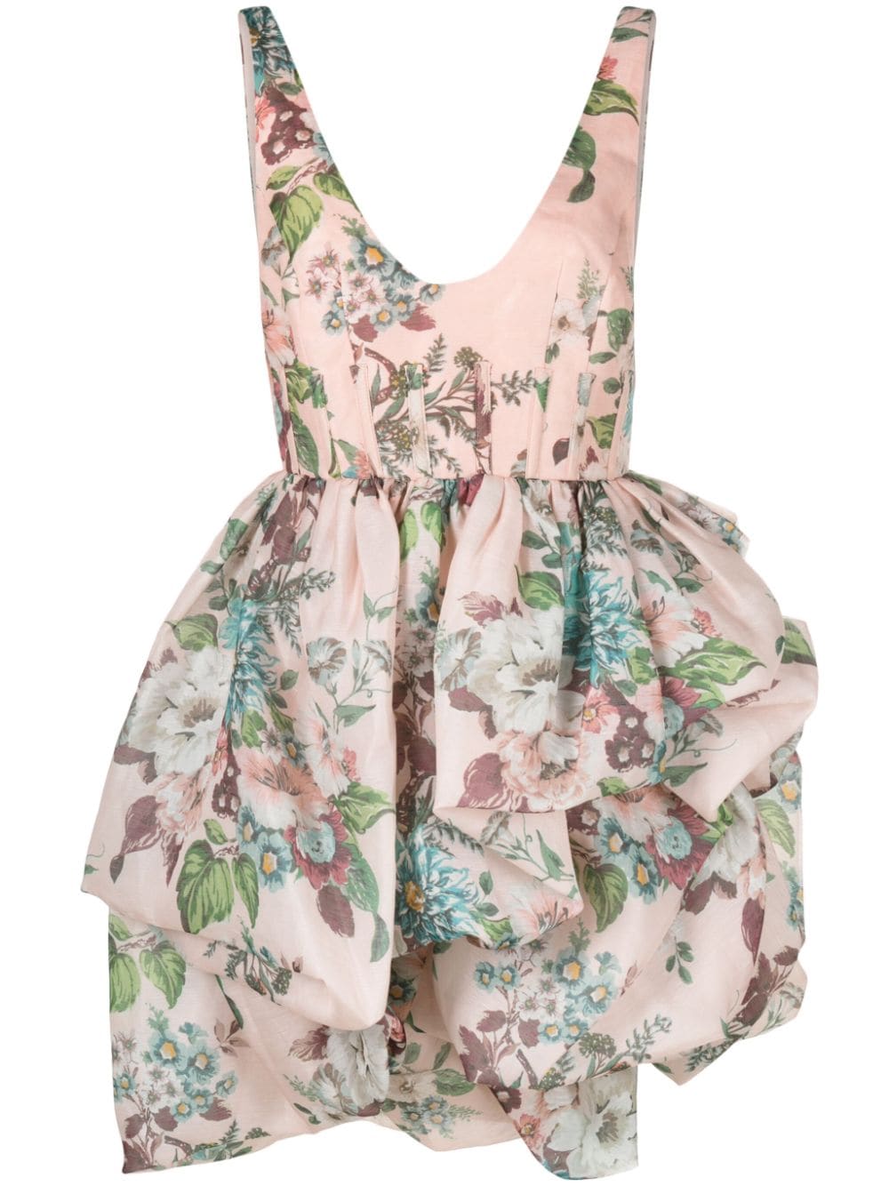 Zimmermann ZIMMERMANN- Floral Print Linen And Silk Blend Draped Mini Dress