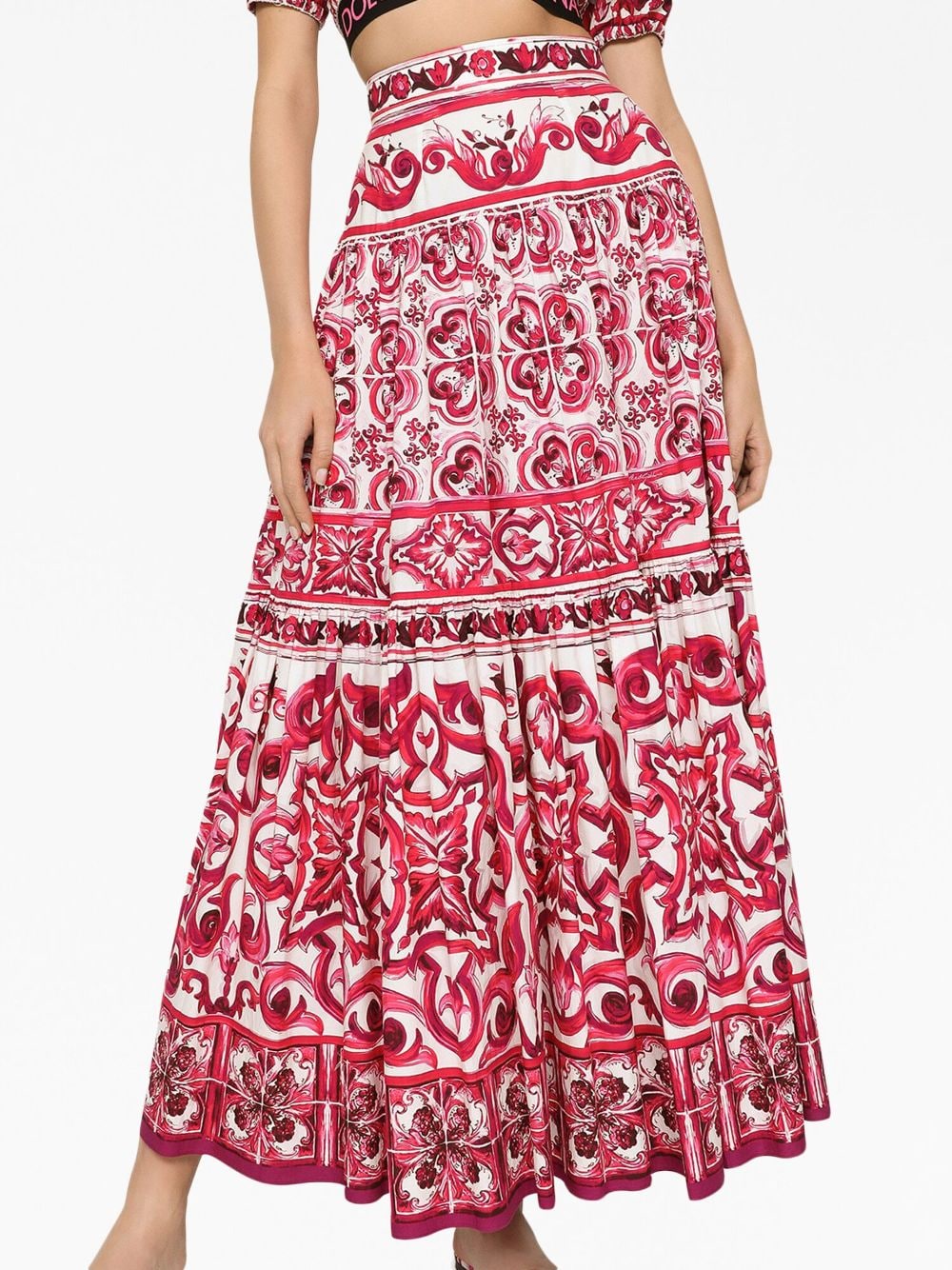 Dolce & Gabbana DOLCE & GABBANA- Majolica Print Cotton Long Skirt