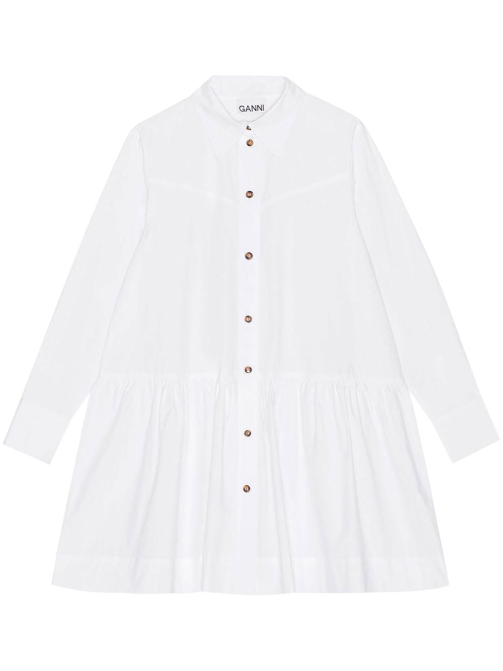 Ganni GANNI- Organic Cotton Mini Shirt Dress