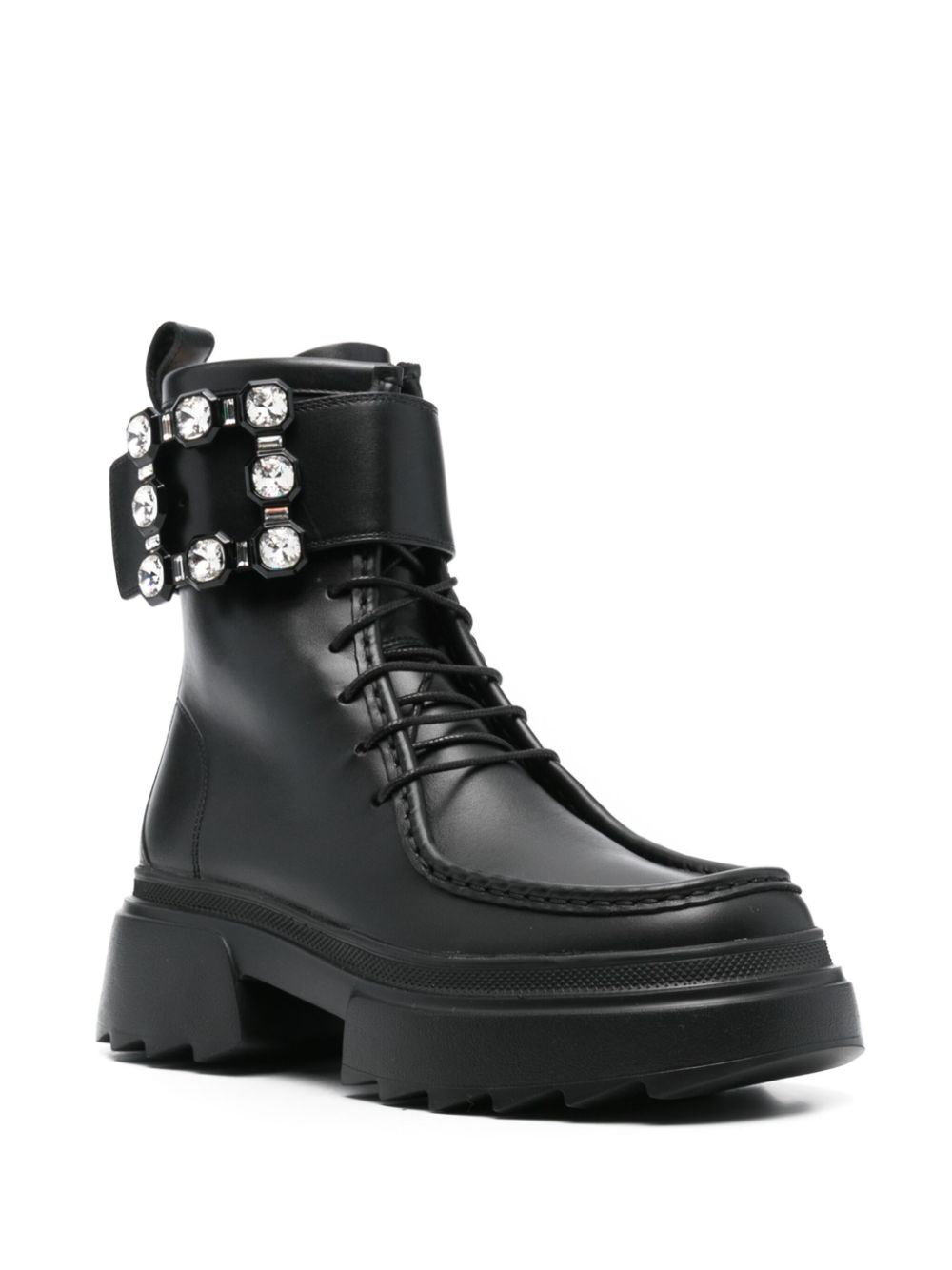 Roger Vivier ROGER VIVIER- Wallaviv Strass Buckle Leather Boots