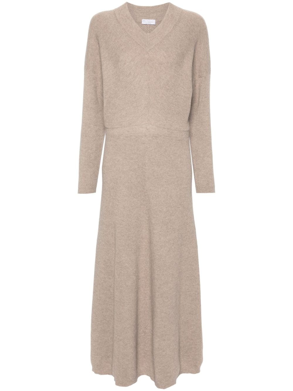 Brunello Cucinelli BRUNELLO CUCINELLI- Cashmere V-necked Dress