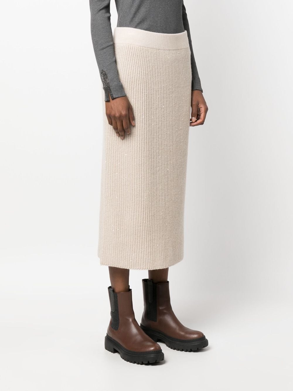 Brunello Cucinelli BRUNELLO CUCINELLI- Cashmere And Silk Blend Midi Skirt