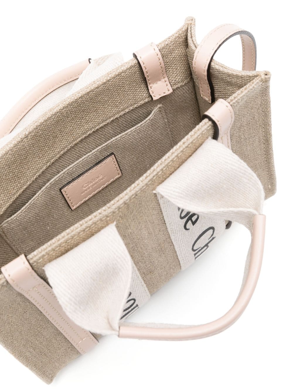 Chloé CHLOÉ- Woody Mini Canvas And Leather Crossbody Bag