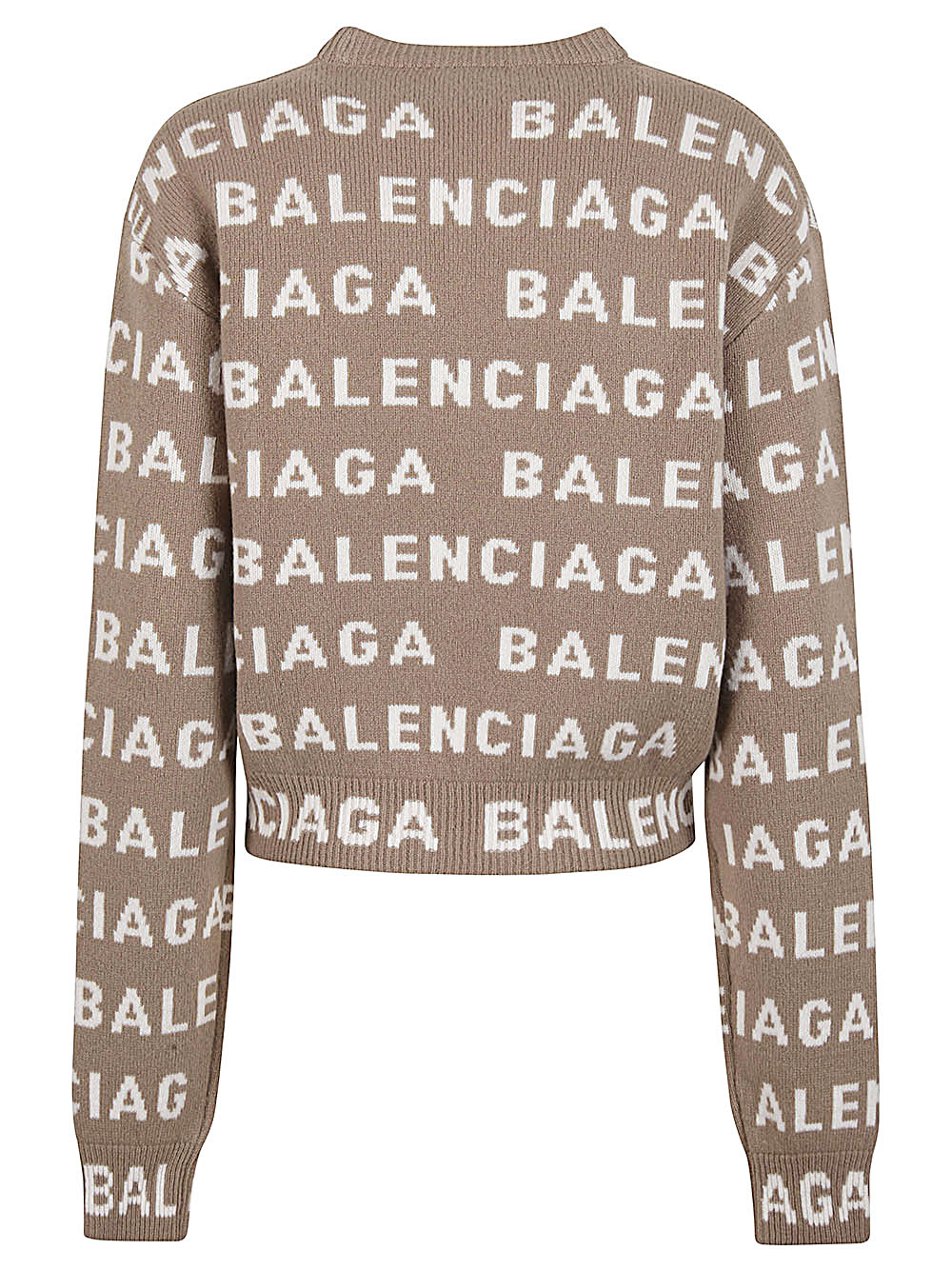 Balenciaga BALENCIAGA- Allover Logo Wool Cropped Sweater