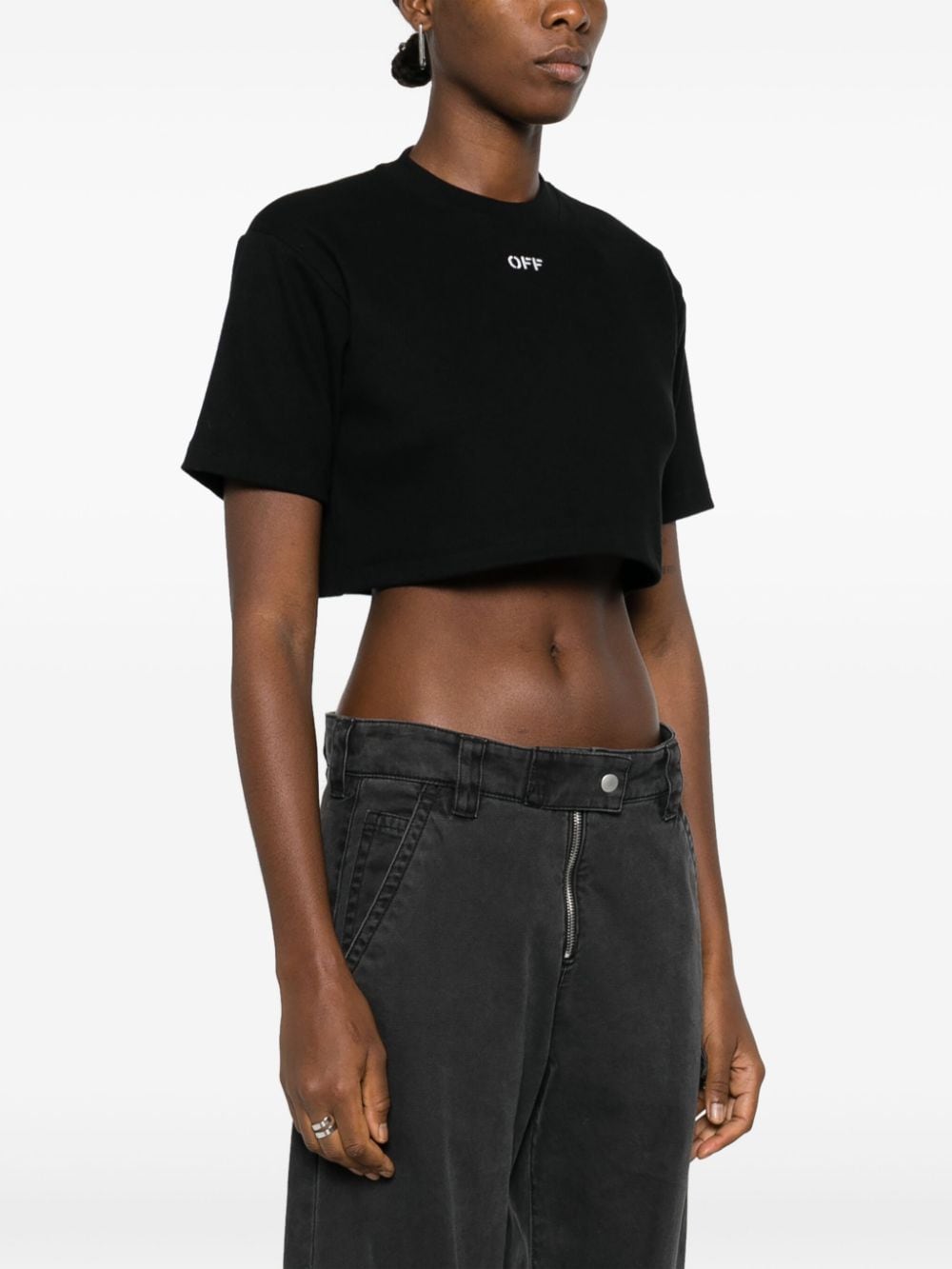 OFF-WHITE OFF-WHITE- Logo Cotton Cropped T-shirt