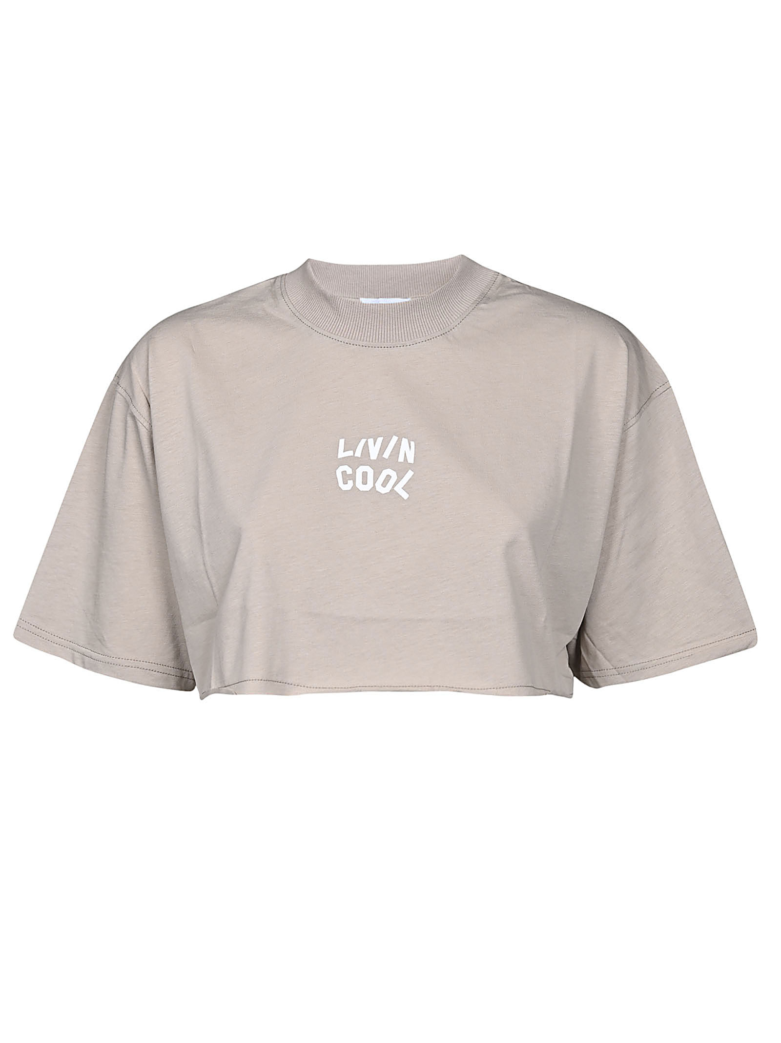 Livincool LIVINCOOL- Cotton Oversized Crop Logo T-shirt