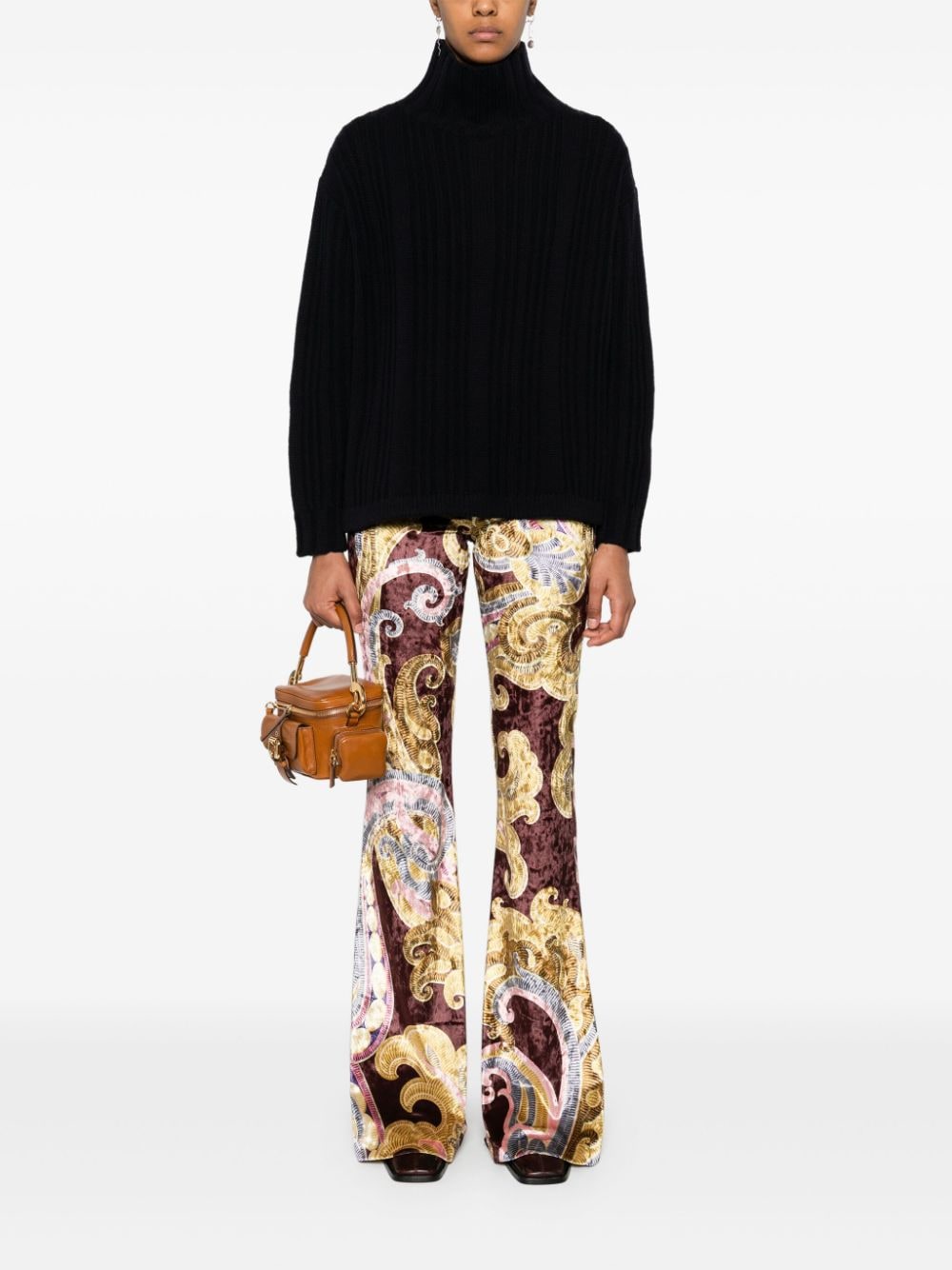 Etro ETRO- Printed Flared Leg Trousers