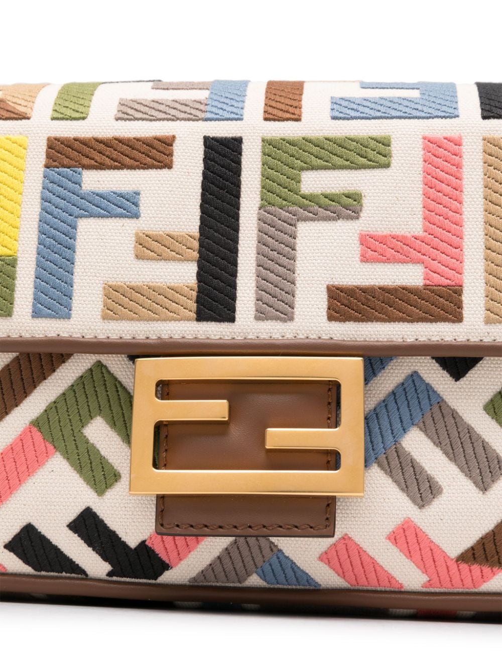 FENDI FENDI- Baguette Embroidered Canvas Shoulder Bag