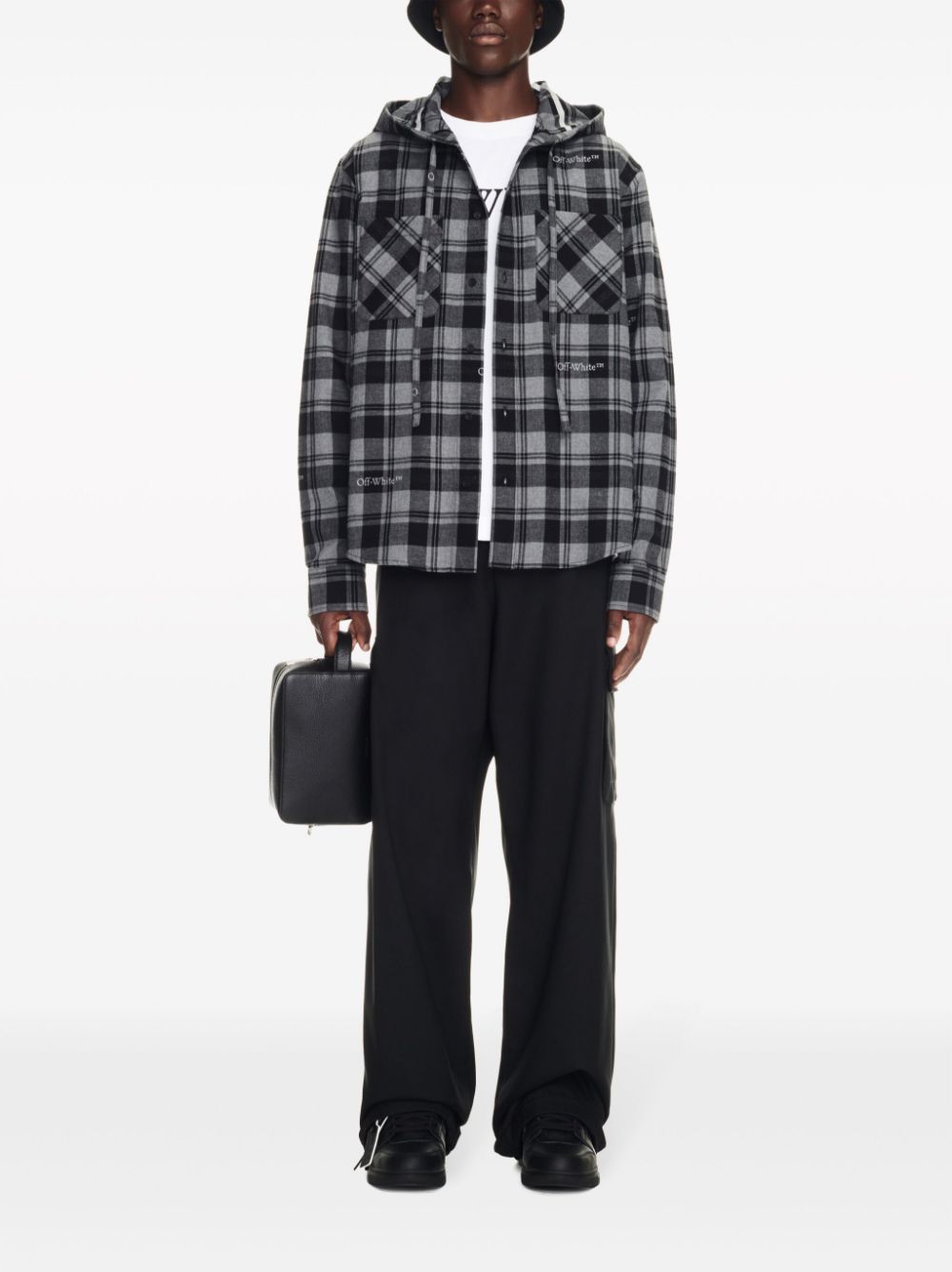 OFF-WHITE OFF-WHITE- Checked Flannel Hooded Shirt