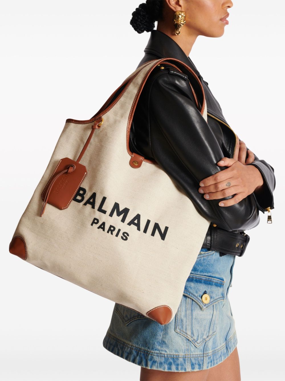 Balmain BALMAIN- B-army Canvas And Leather Trims Tote Bag