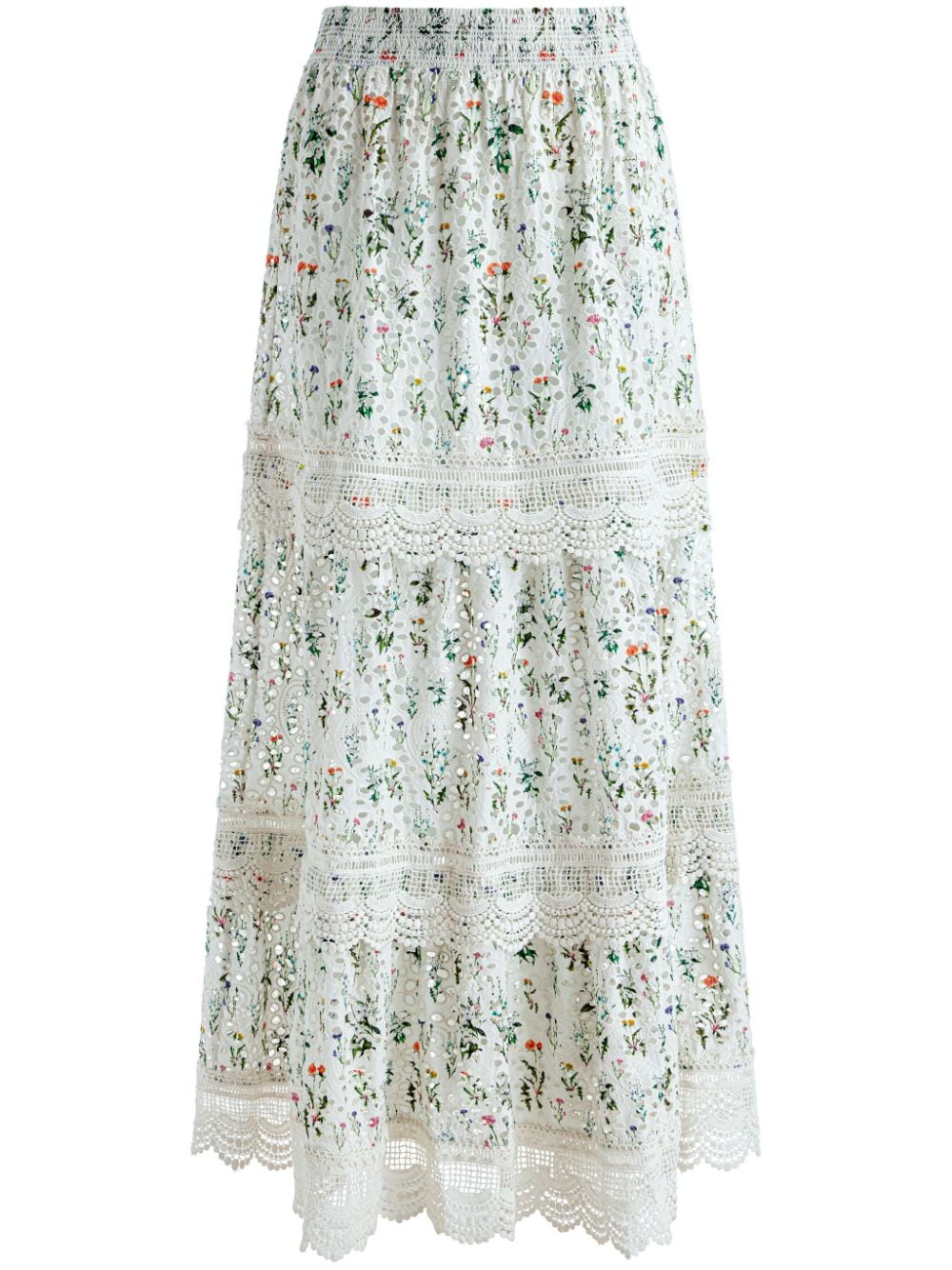  ALICE+OLIVIA- Flower Print Cotton Maxi Skirt