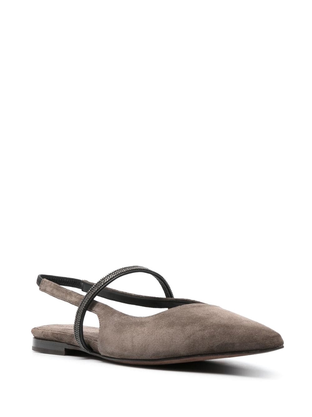 Brunello Cucinelli BRUNELLO CUCINELLI- Suede Leather Slingback Ballet Flats